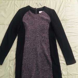 LOFT Marled Charcoal & Black Sweater Dress